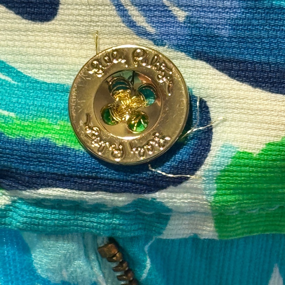 Lilly Pulitzer Walsh Shorts Size 10 Blue Green Tropical Floral Preppy - Picture 7 of 7